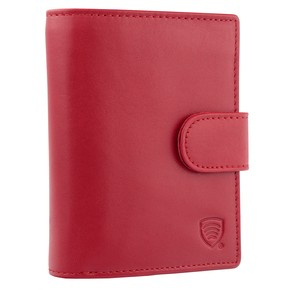 Damski skórzany portfel na karty i monety SMART RFID BLOCK (czerwony)