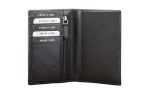 Skórzany portfel na paszport biometryczyny oraz karty zbliżeniowe (Czarny)