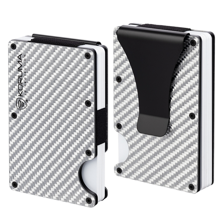Aluminiowe etui antykradzieżowe na karty zbliżeniowe (srebrny, karbon)