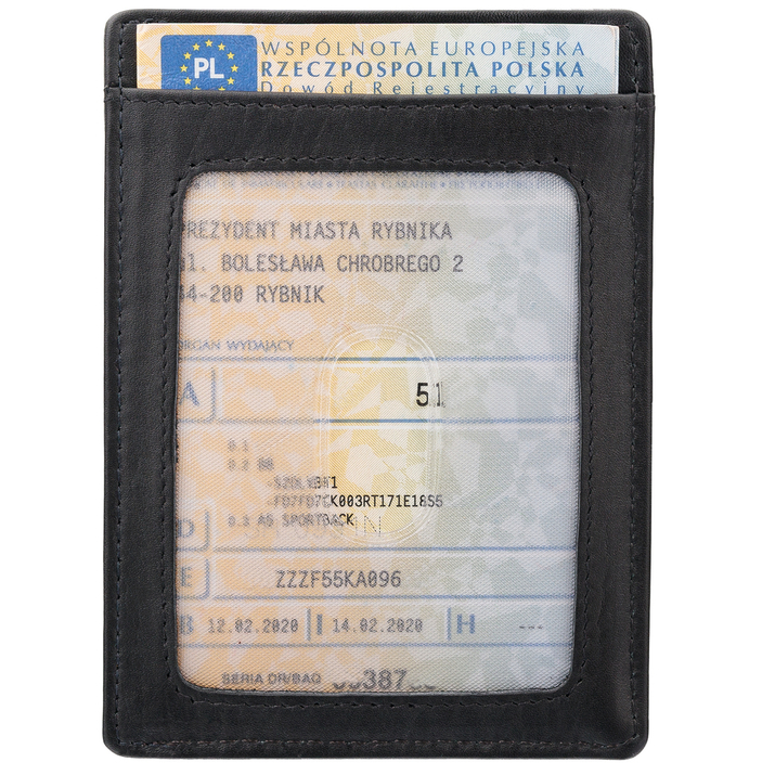Skórzane etui na karty zbliżeniowe RFID do marynarki (Czarny)
