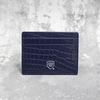 Skórzane etui antykradzieżowe na karty zbliżeniowe RFID (Granatowy, Croco)