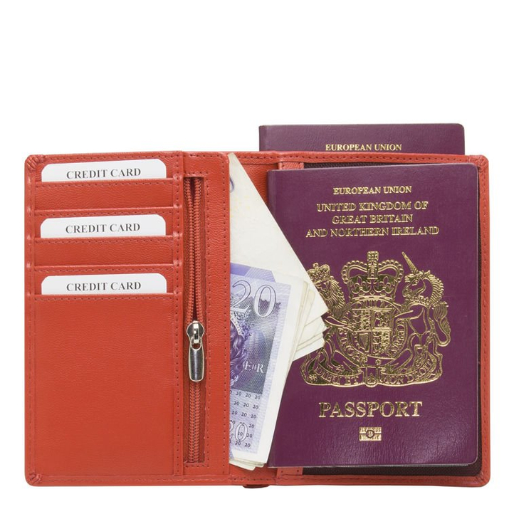 Portfel podróżny na karty zbliżeniowe oraz paszport biometryczny (Czerwony)