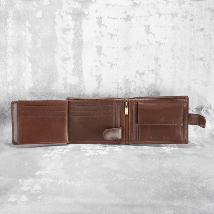 Portfel Męski Skórzany Antykradzieżowy RFID (brąz)