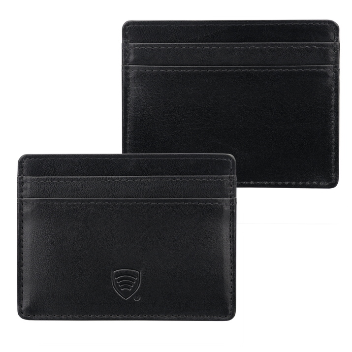 Etui skórzane blokujące karty zbliżeniowe RFID (Czarny)