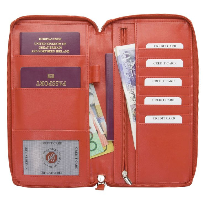 Organizer podróżny na karty bezstykowe oraz paszport biometryczny (Czerwony)