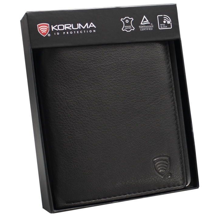 Portfel męski skórzany z ochroną RFID BLOCK (czarny)