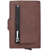 Portfel męski z kieszenią na bilon oraz aluminiowym etui z wysuwanymi kartami (ciemny brąz)