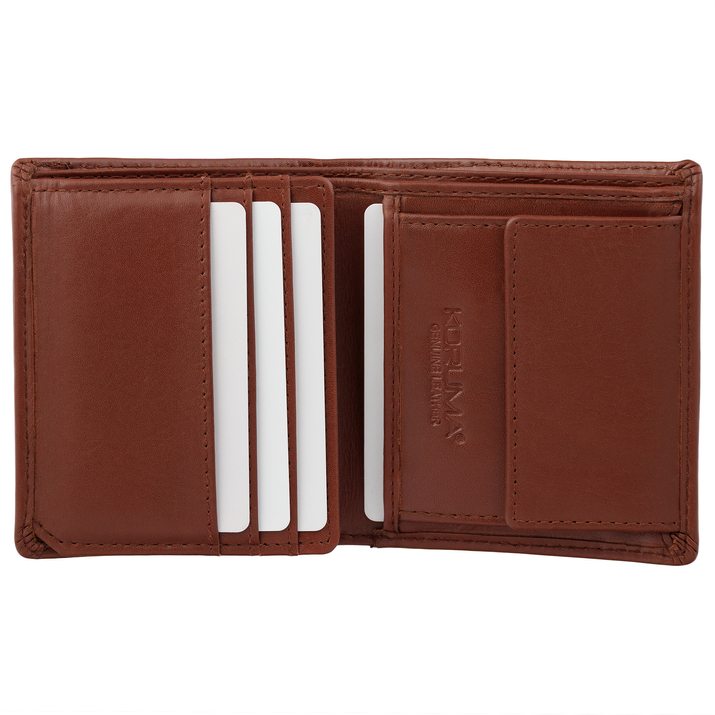 Bardzo mały portfel skórzany męski RFID BLOCK (brązowy)