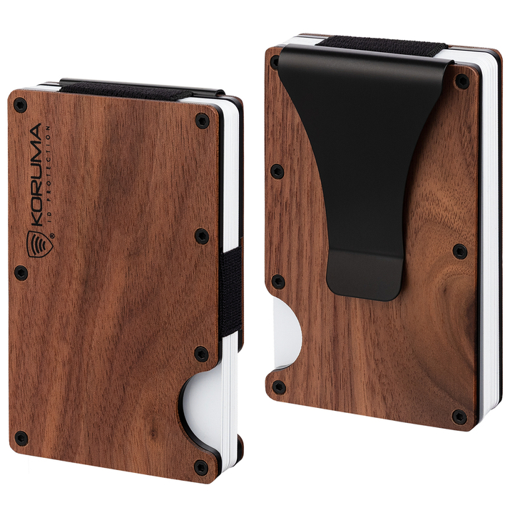 Aluminiowe etui antykradzieżowe na karty zbliżeniowe (Orzech)