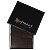 Skórzany pionowy portfel RFID z zapięciem (Brązowy)