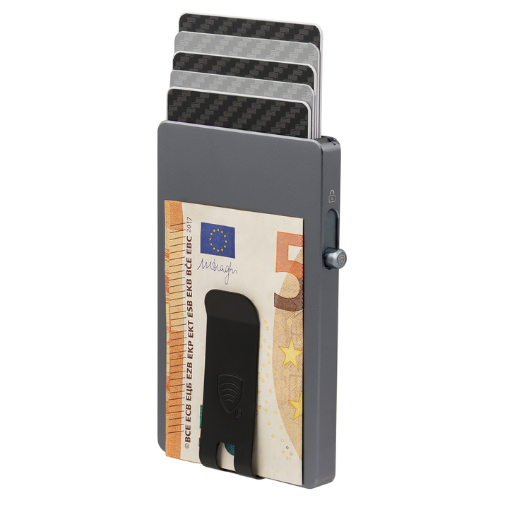 Aluminiowe etui na karty z magsafe i klipsem na banknoty (szary)