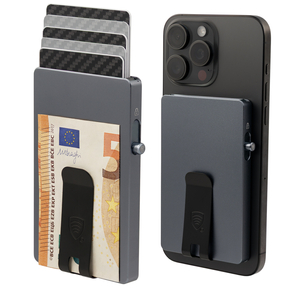 Aluminiowe etui na karty z magsafe i klipsem na banknoty (szary)