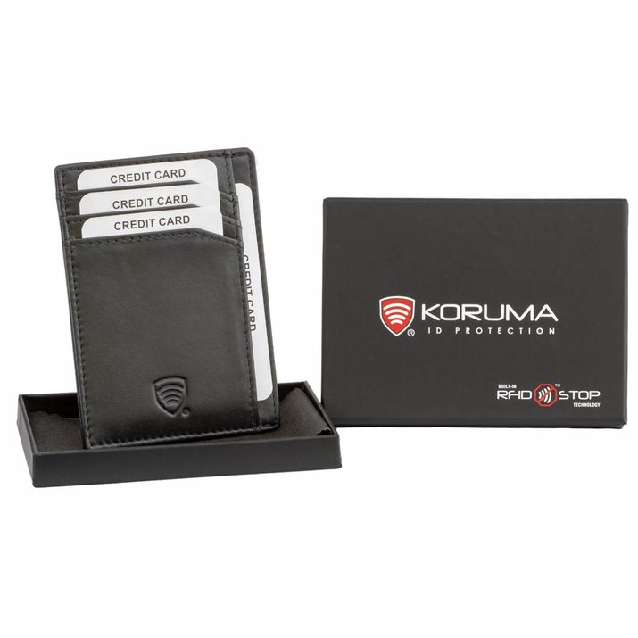 Skórzane etui na karty zbliżeniowe RFID do marynarki (Czarny)