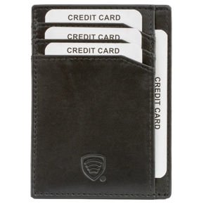 Skórzane etui na karty zbliżeniowe RFID do marynarki (Czarny)