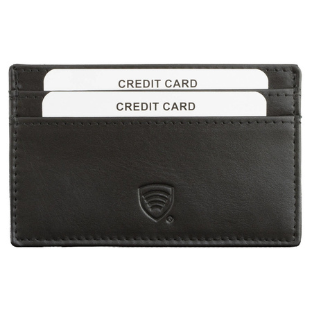 Skórzane etui ochronne na karty kredytowe oraz zbliżeniowe z okienkiem (Czarny)