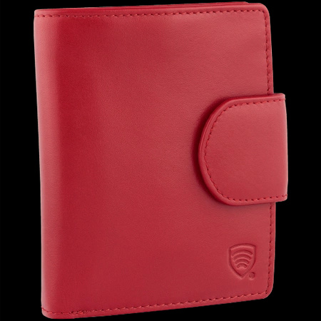 Skórzany damski  portfel z ochroną RFID (Czerwony)