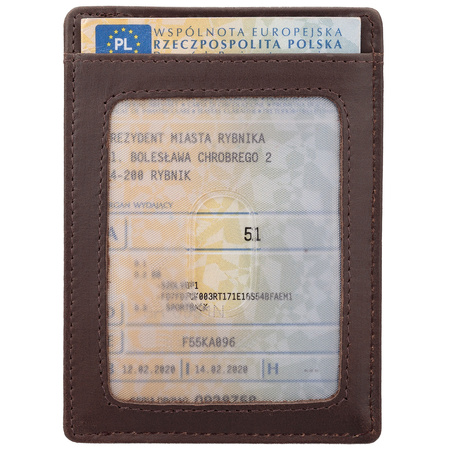 Skórzane etui na karty zbliżeniowe RFID do marynarki (Brąz)