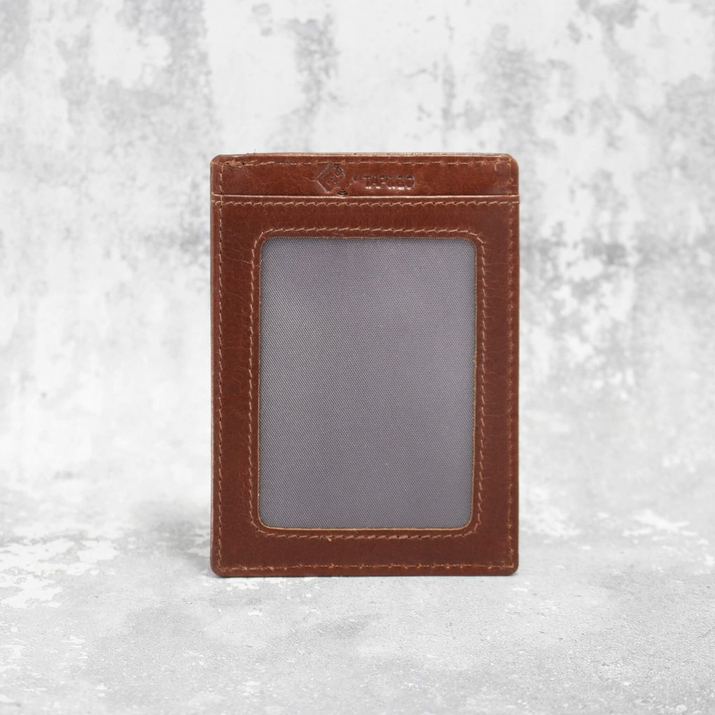 Skórzane etui na karty zbliżeniowe RFID (Brązowy)