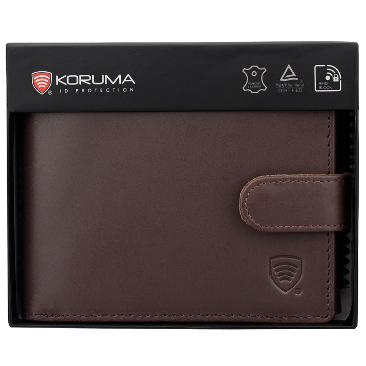 Portfel Męski Skórzany Antykradzieżowy RFID (brązowy)