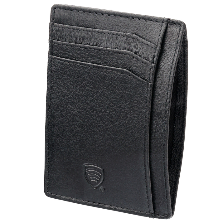 Ultra Slim skórzane etui na karty RFID do marynarki (Czarny mat)
