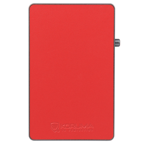 Aluminiowe etui na karty + etui skórzane z magsafe (szary/czerwony)