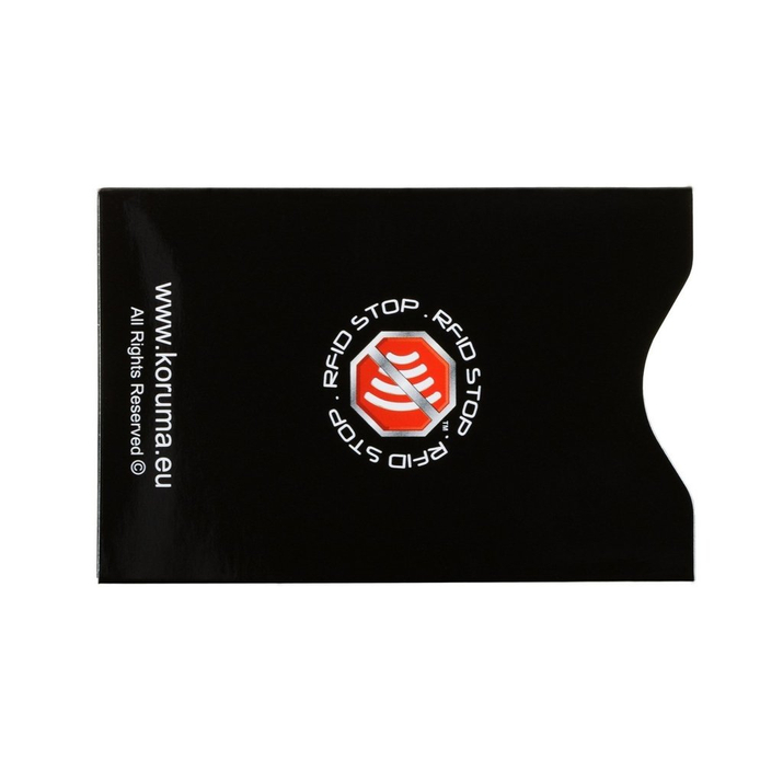 Etui na karty zbliżeniowe - Koruma (pionowe, czarne, srebrne logo) zestaw 5szt.