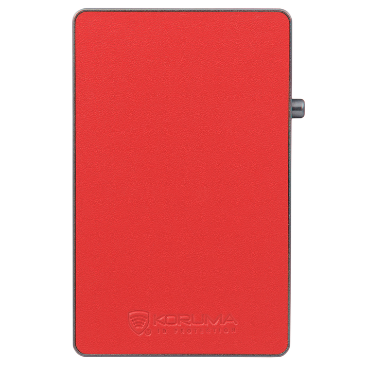 Aluminiowe etui na karty + etui skórzane z magsafe (szary/czerwony)