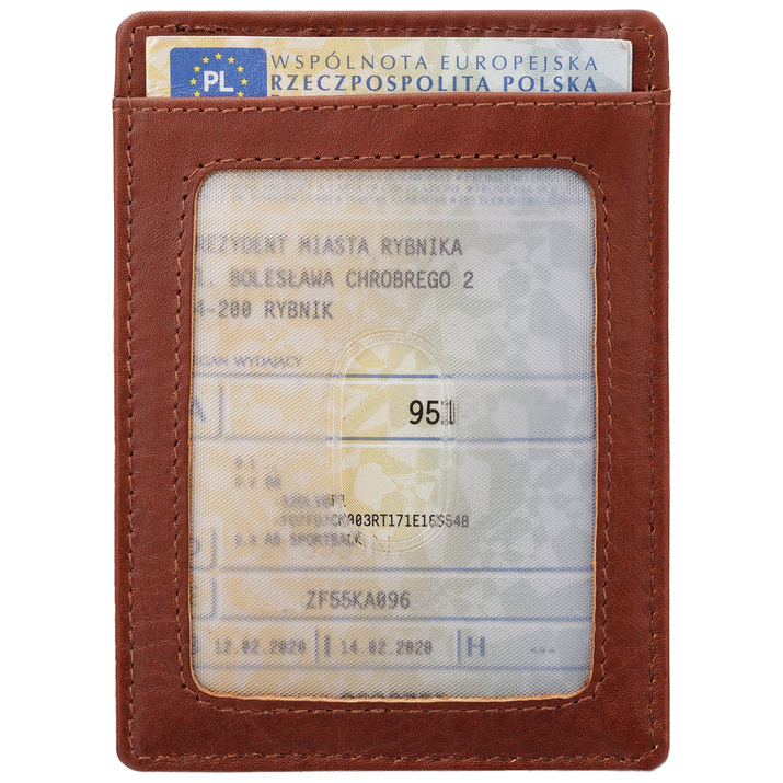 Skórzane etui na karty zbliżeniowe RFID do marynarki (Brąz)