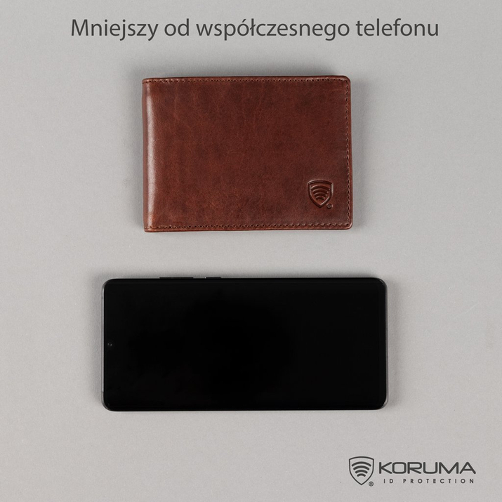 Ultra cienki portfel męski skórzany typu SLIM (Brąz)