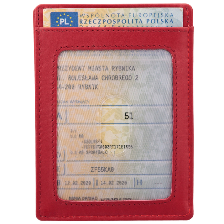Skórzane etui na karty zbliżeniowe RFID do marynarki (Czerwony)