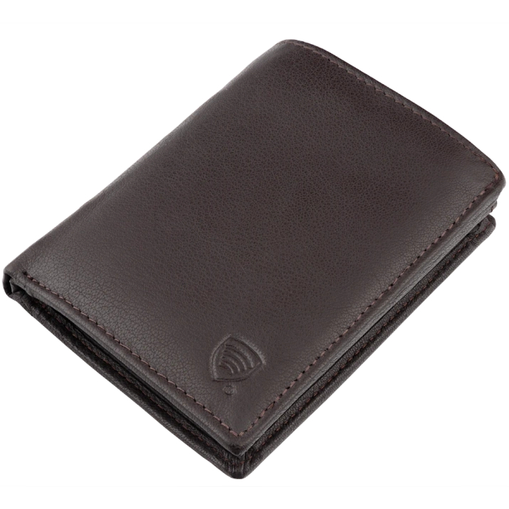 Portfel męski skórzany z ochroną RFID BLOCK (brąz)