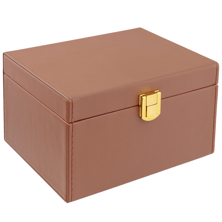 Skrzynka Faradaya  na kluczyki samochodowe Keyless (brązowy, złote zapięcie)