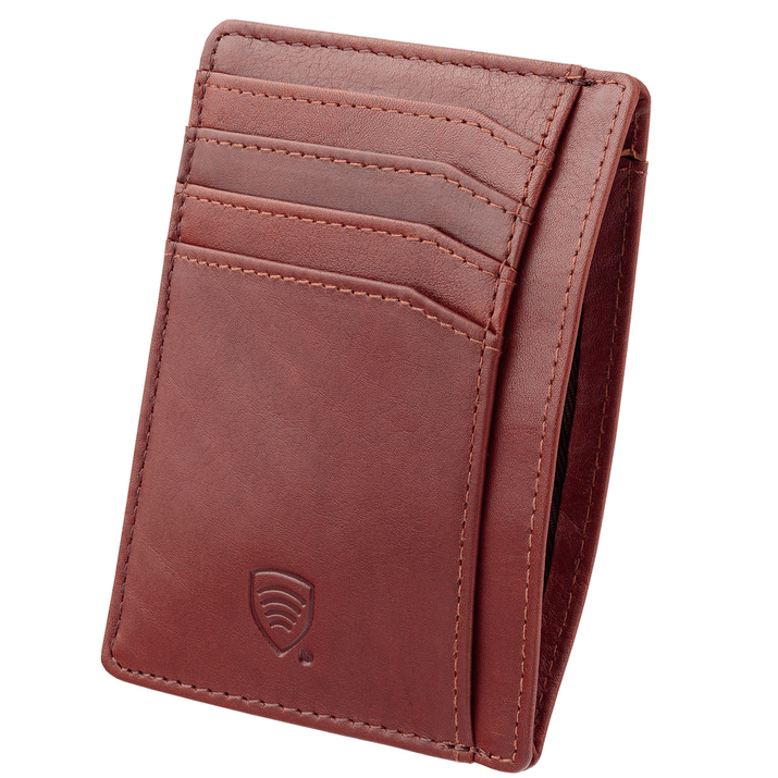 Skórzane etui na karty zbliżeniowe RFID do marynarki (Brąz)
