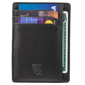 Ultra Slim skórzane etui na karty RFID do marynarki (Czarny mat)