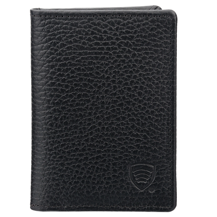 Mały skórzany portfel damski na karty zbliżeniowe RFID z wyciąganym albumem (czarny)