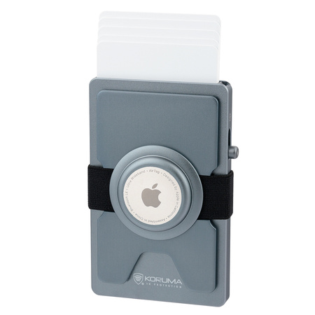 Aluminiowy portfel z wysuwanymi kartami i miejscem na AirTag od Apple (ciemny szary)