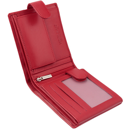 Portfel damski skórzany antykradzieżowy RFID (czerwony)