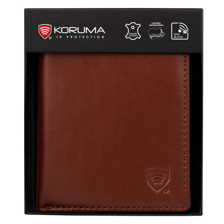 Bardzo mały portfel skórzany męski RFID BLOCK (brązowy)
