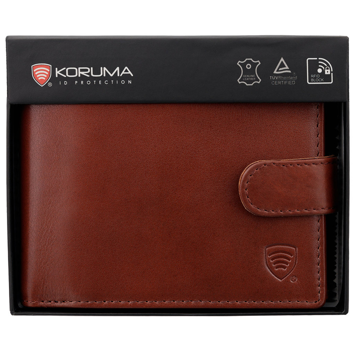 Portfel Męski Skórzany Antykradzieżowy RFID (brąz)