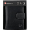 Skórzany męski portfel na karty i monety z ochroną RFID BLOCK (czarny)