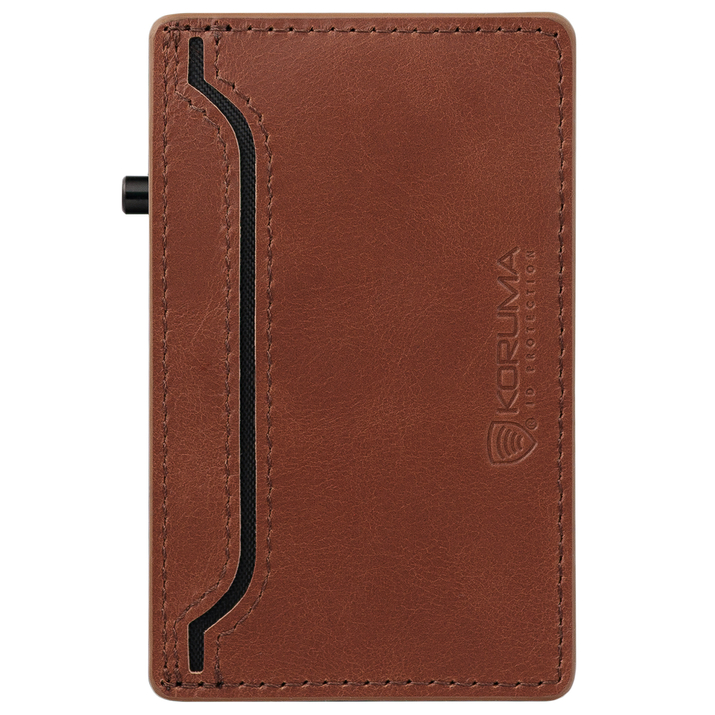 Aluminiowe etui na karty + etui skórzane z magsafe (czarny/ciemny brąz)