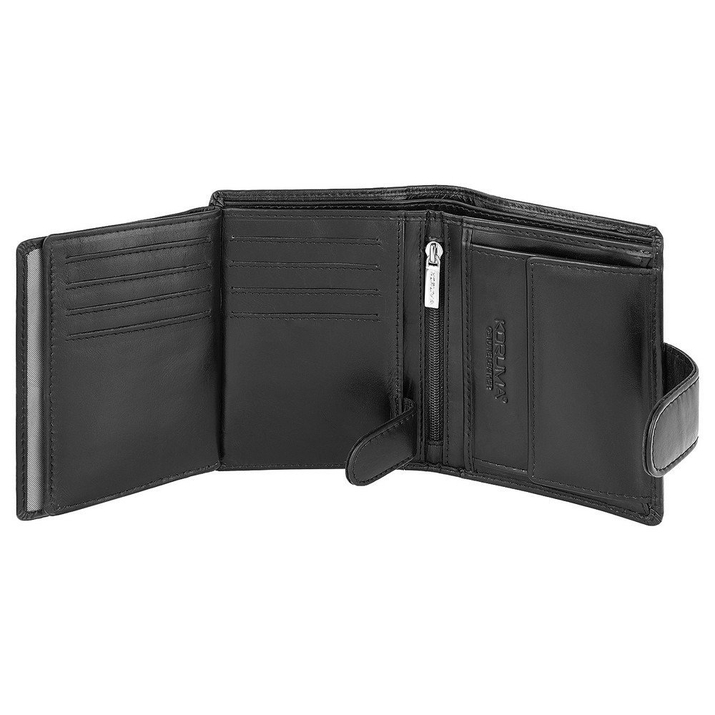 Portfel męski skórzany na karty i monety z ochroną RFID BLOCK (czarny, carbon)