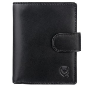 Portfel skórzany męski na karty i monety z ochroną RFID BLOCK (czarny)