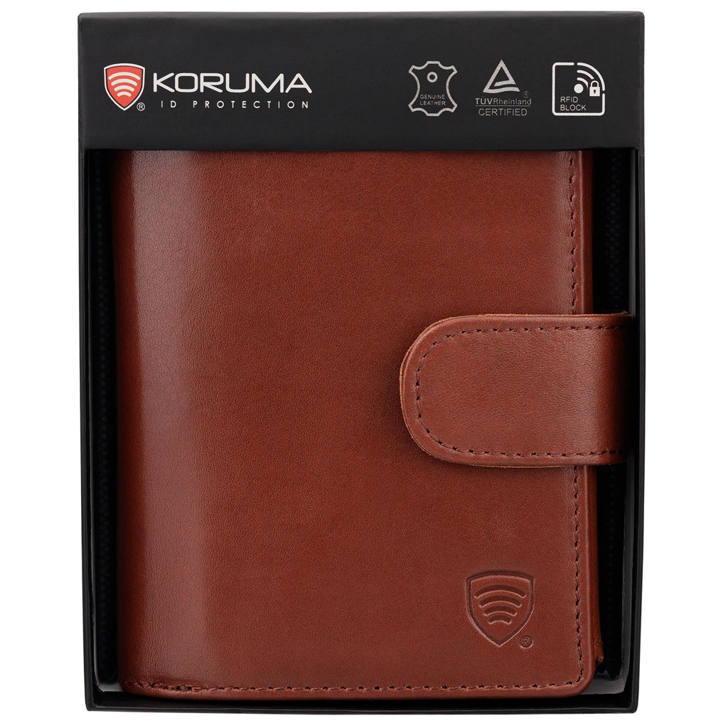 KORUMA SM-904OBR - koniakowy portfel z gładkiej skóry, w pudełku