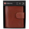 Skórzany męski portfel na karty i monety z ochroną RFID (brąz)
