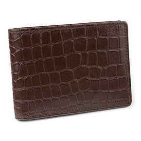 Cienki portfel męski skórzany typu SLIM do marynarki (Brąz, Croco)