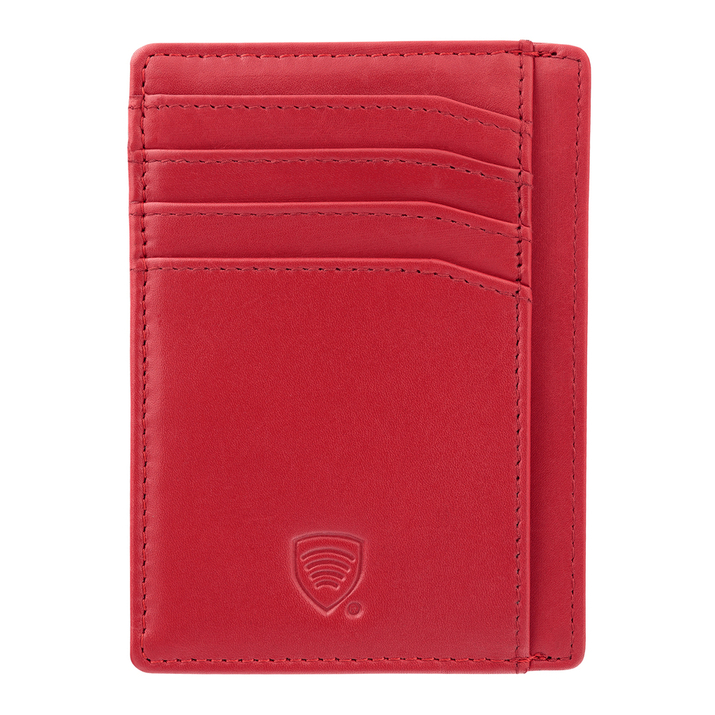 Skórzane etui na karty zbliżeniowe RFID do marynarki (Czerwony)