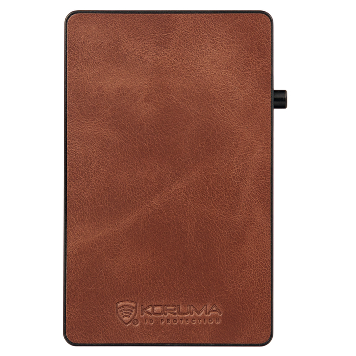 Aluminiowe etui na karty + etui skórzane z magsafe (czarny/ciemny brąz)