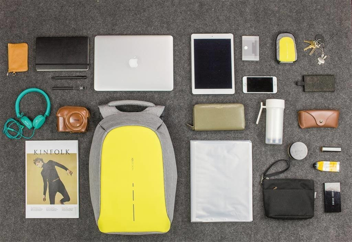 Plecak antykradzieżowy na laptopa oraz tablet Bobby Compact (Szary-Żółty)