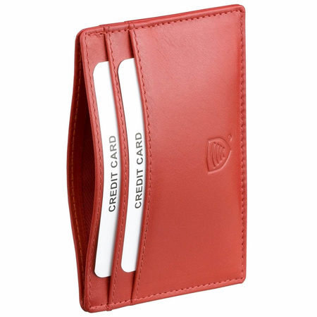 Skórzane etui ochronne na karty kredytowe oraz zbliżeniowe z okienkiem (Czerwony)